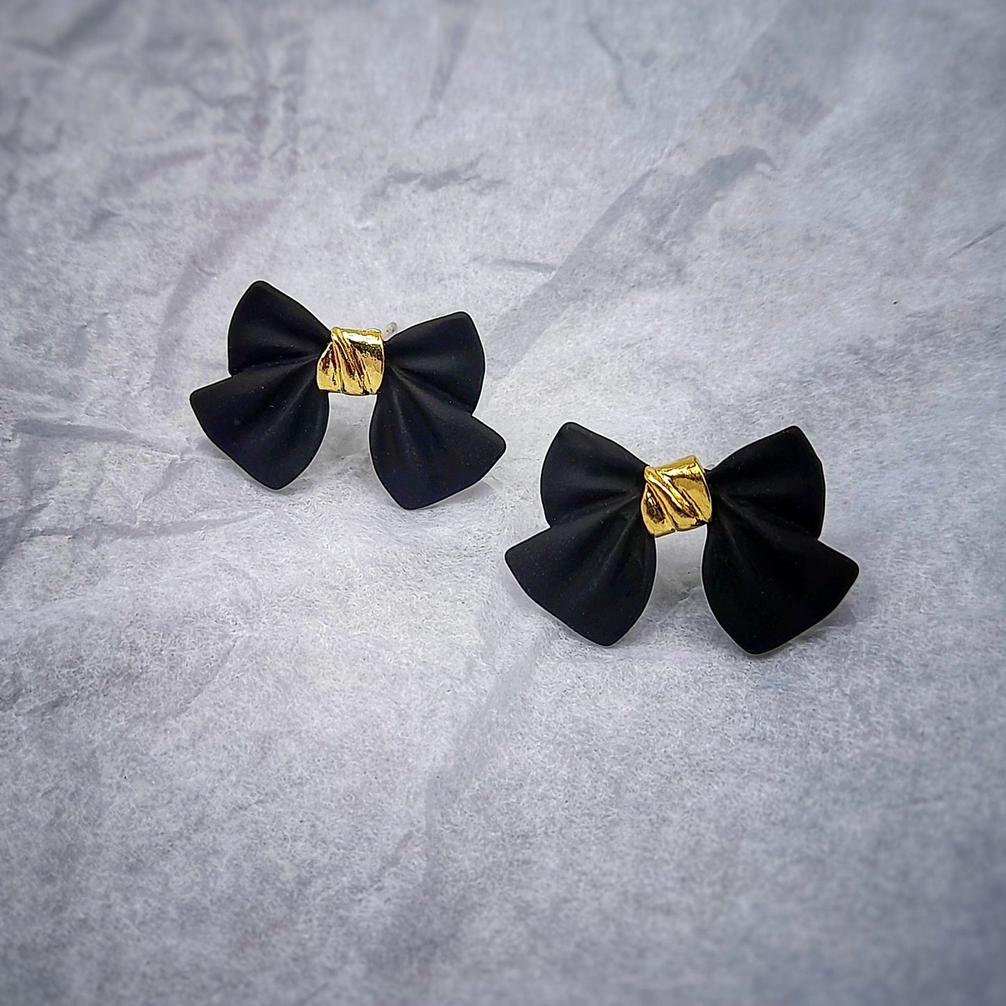 Black Bow Mystic Stud Earrings