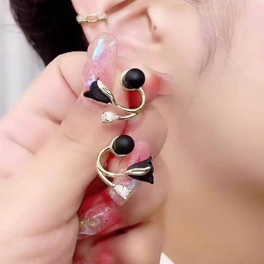 Bold Black Stud Mystic Earrings