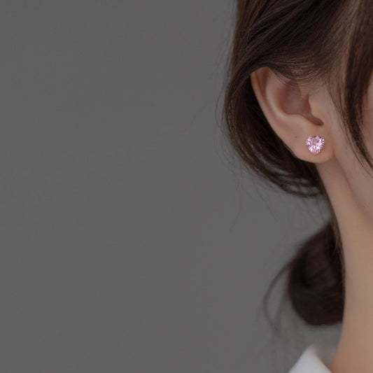 Heart Pink Crystal Mystic Stud Earrings