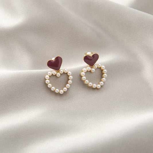 Heart Pearl Dangle Mystic Earring