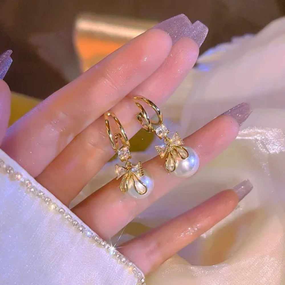 Dangle Pearl Mystic Stud Earrings