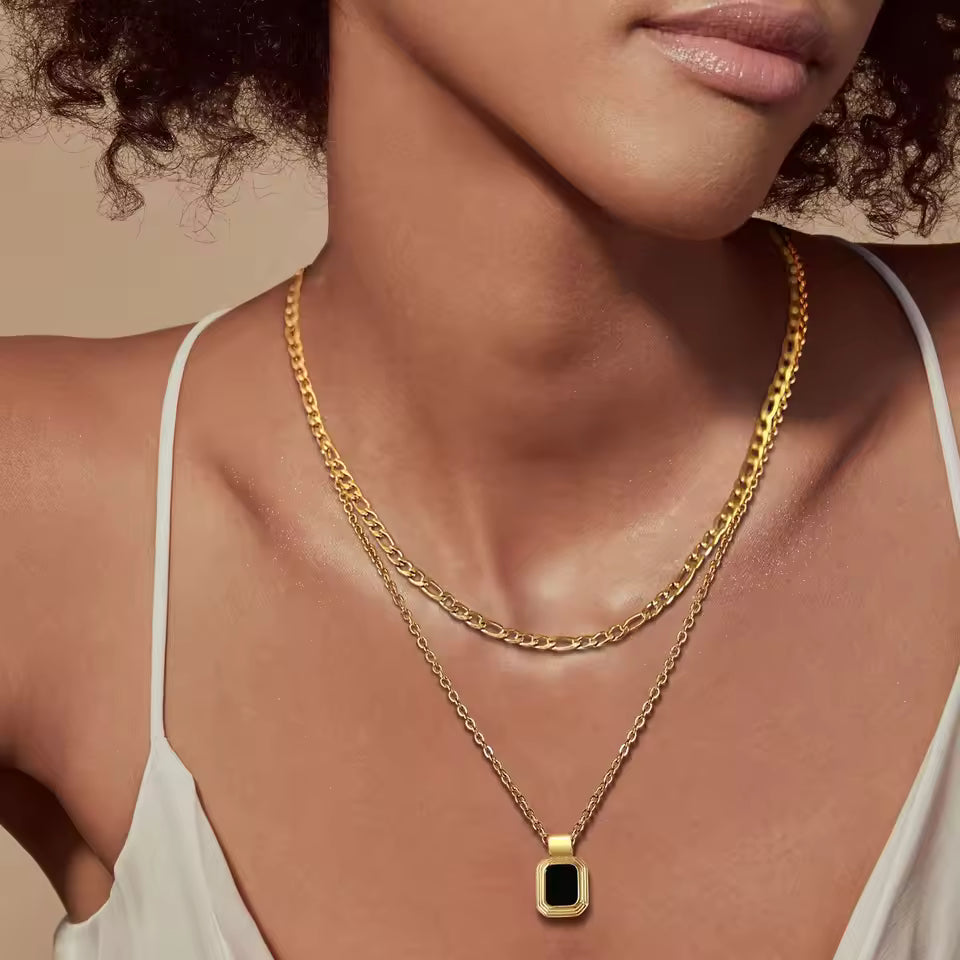 Dual Chain Mystic Pendant Necklace