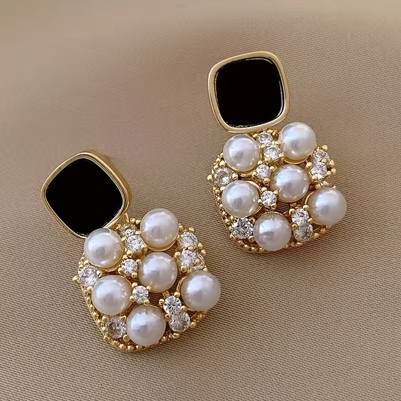 Stone Pearl Mystic Dangle Earrings