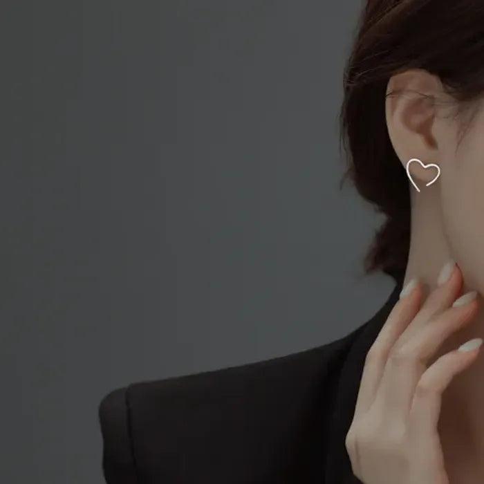 Silver Heart Mystic Stud Earrings