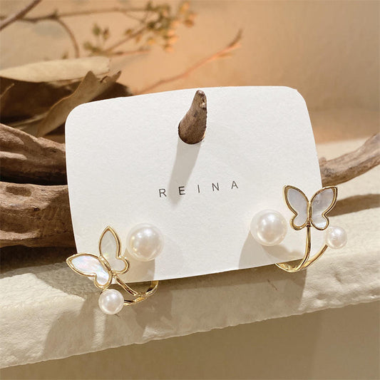 Twin Pearl Butterfly Mystic Earrings