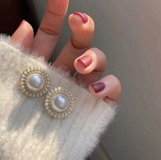Vintage Pearl Moon Stud Mystic Earrings