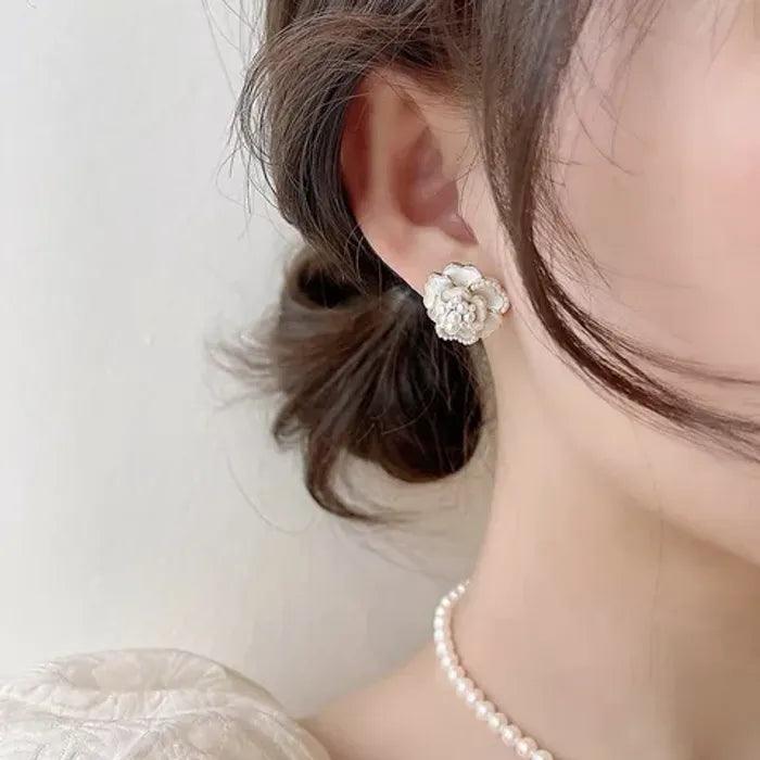 Moonlight Ivory Mystic Rose Stud Earring