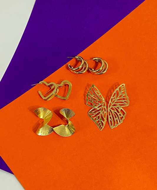 18K Gold Plated Earrings (Pack of 4)