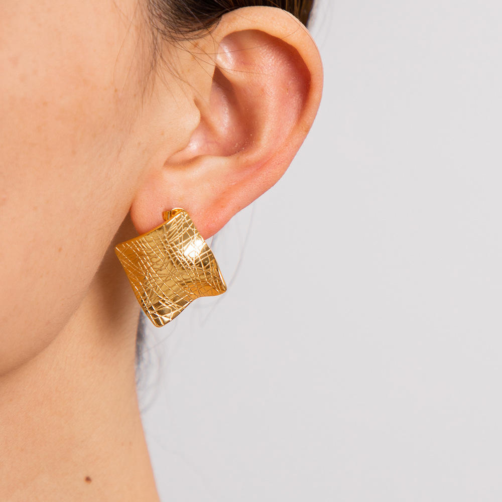 Anti Tarnish Irregular Square Mystic Earrings