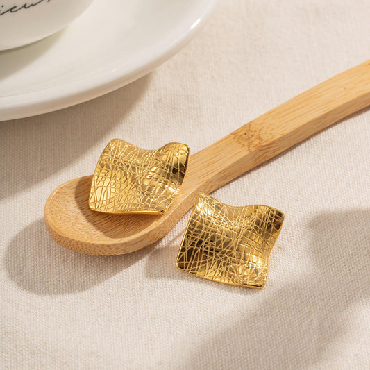 Anti Tarnish Irregular Square Mystic Earrings