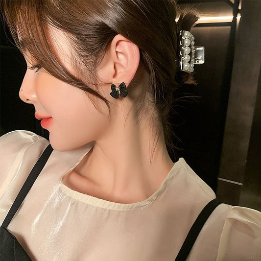 Black Bow Mystic Stud Earrings
