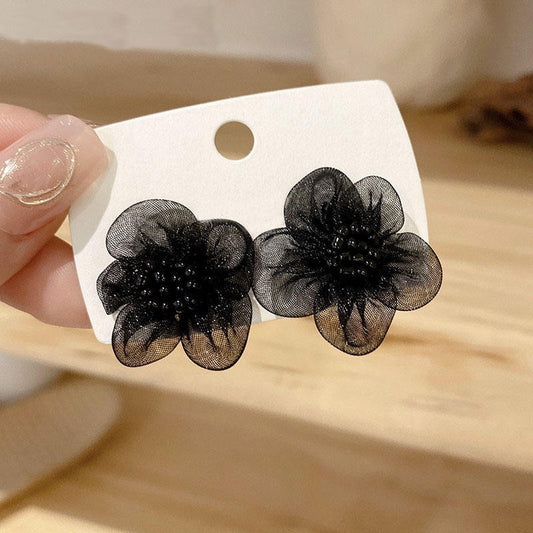 Black Flower Mystic Stud Earrings
