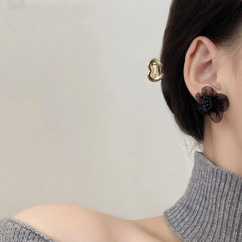 Black Flower Mystic Stud Earrings