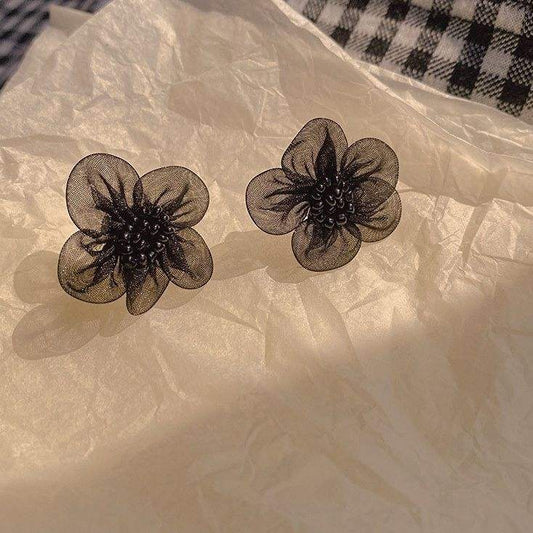 Black Flower Mystic Stud Earrings
