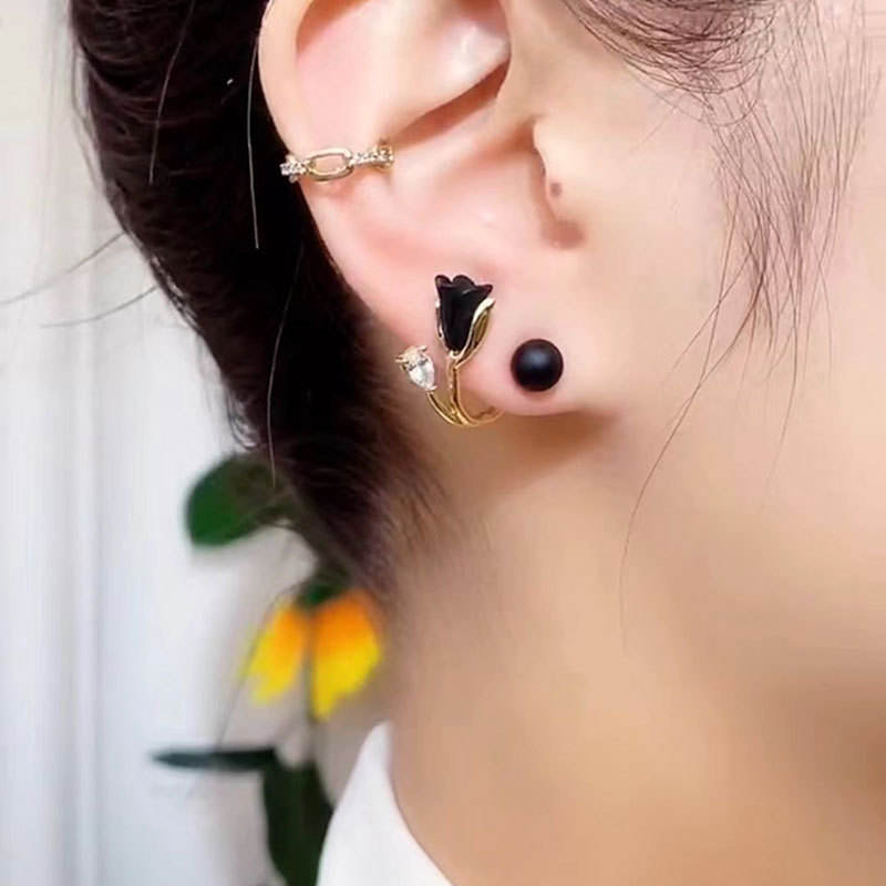 Bold Black Stud Mystic Earrings