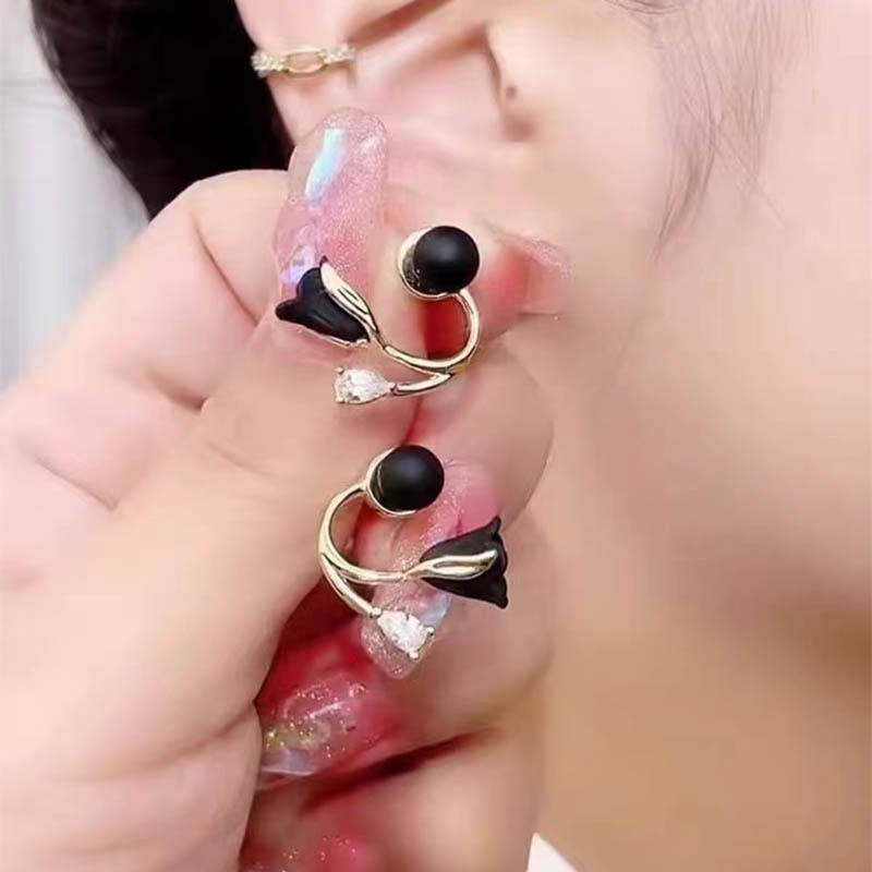 Bold Black Stud Mystic Earrings