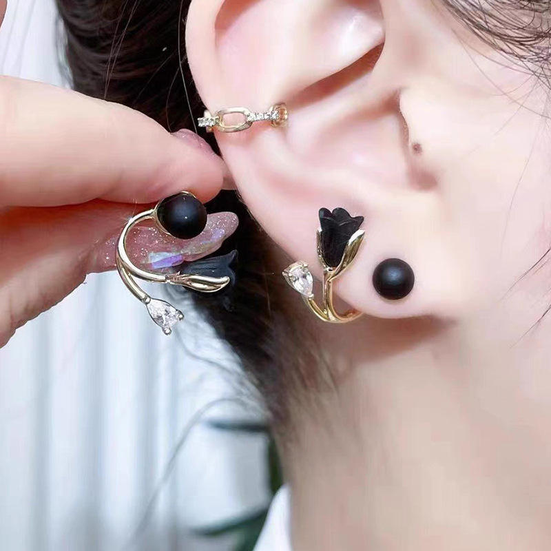 Bold Black Stud Mystic Earrings