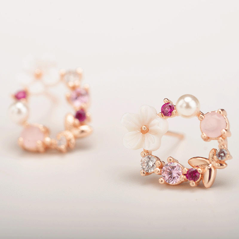 Crystal Shell Floral Mystic Earrings