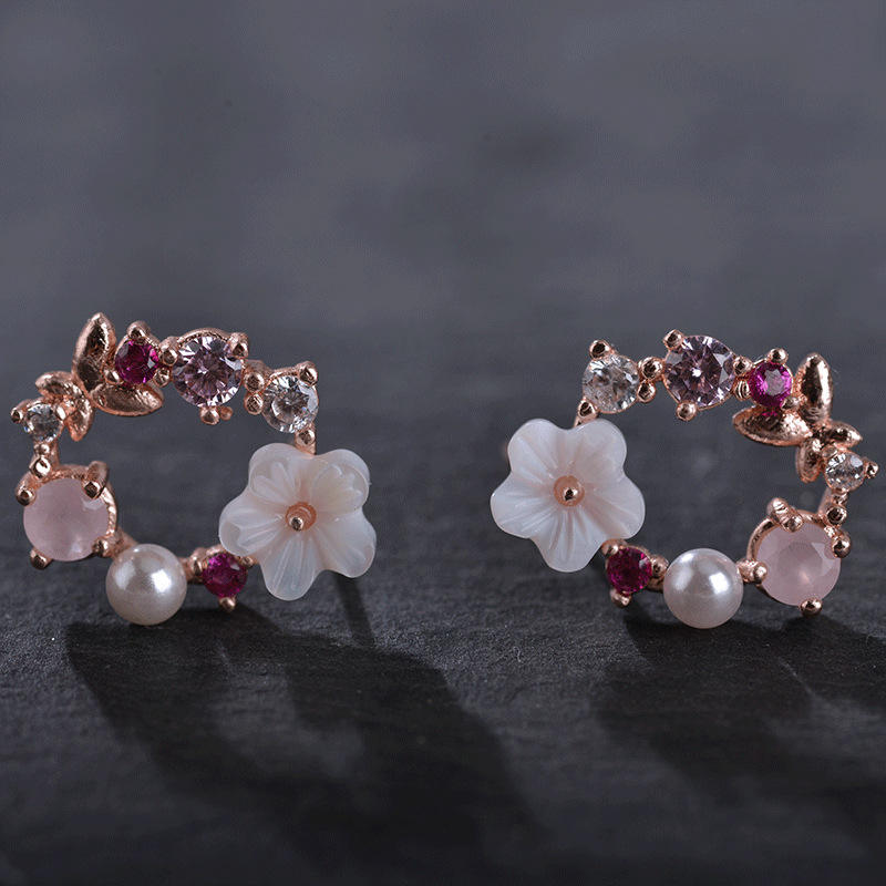 Crystal Shell Floral Mystic Earrings