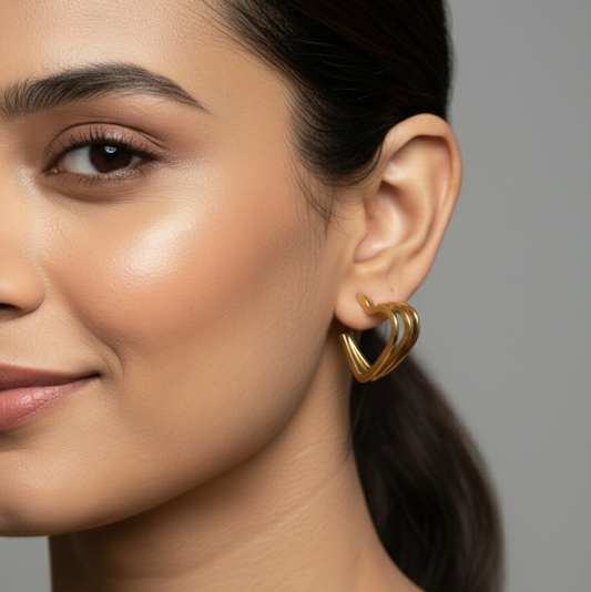 Golden Heart Mystic Hoops Earrings