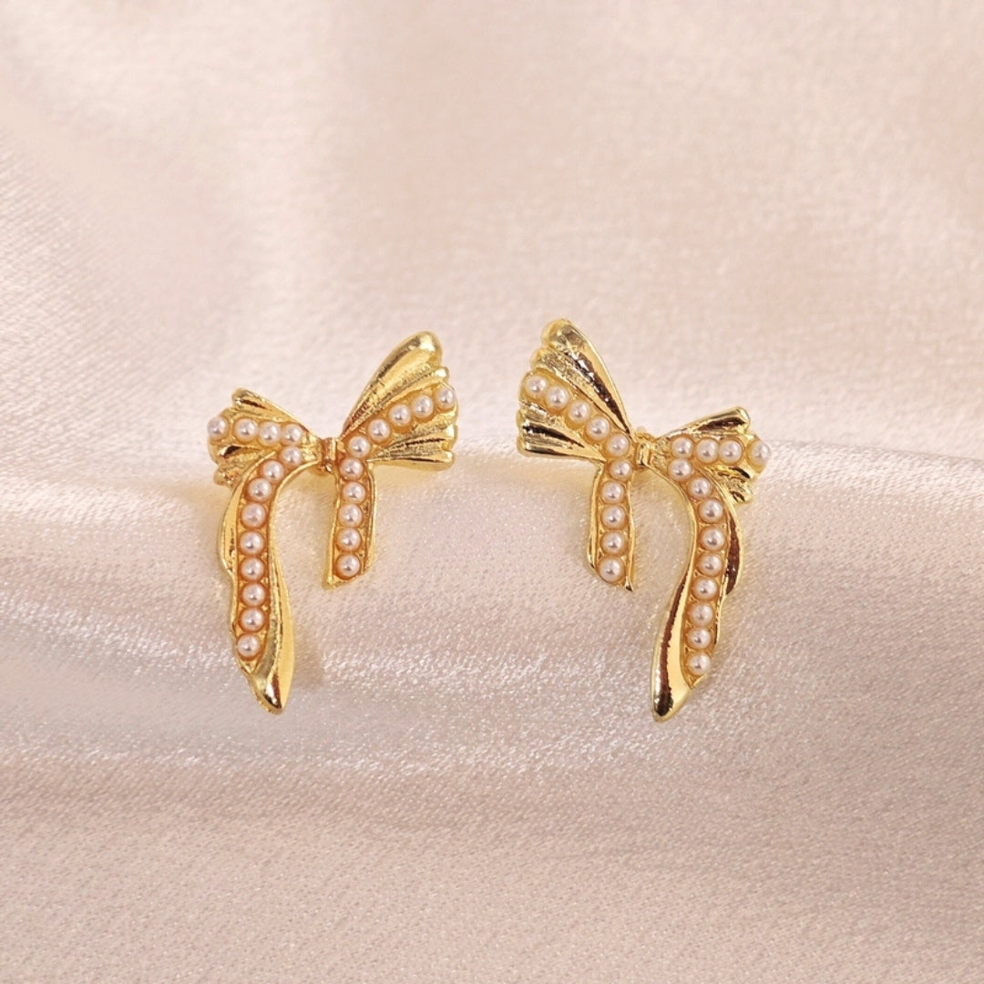 Golden Bow Stud Mystic Earrings