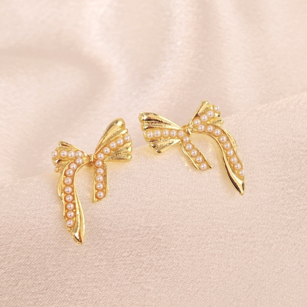 Golden Bow Stud Mystic Earrings