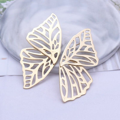 Gold Plated Butterfly Effect Hoop Earrings