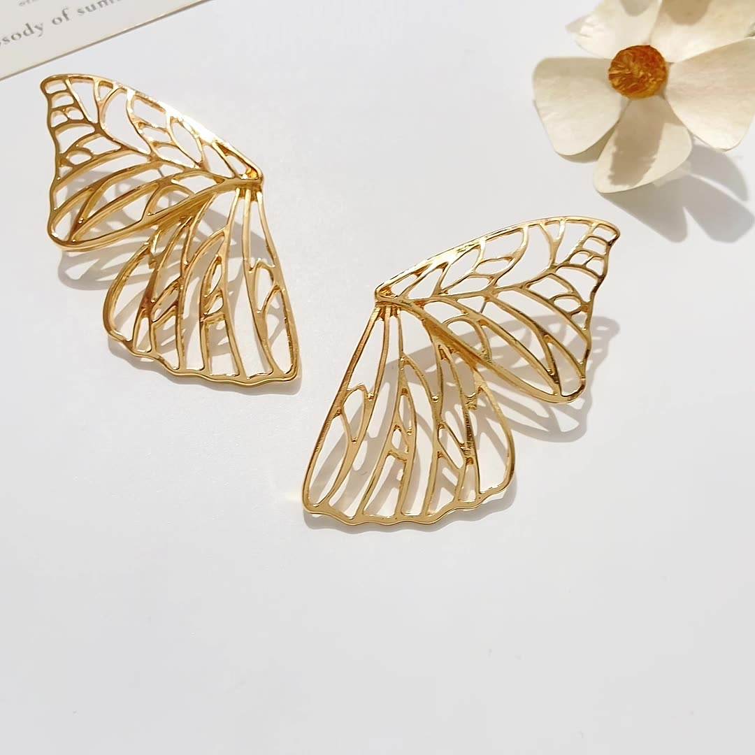 Gold Plated Butterfly Effect Hoop Earrings