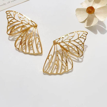 Gold Plated Butterfly Effect Hoop Earrings