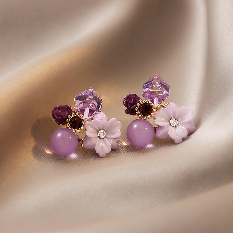 Minimalist Purple Flower Stud