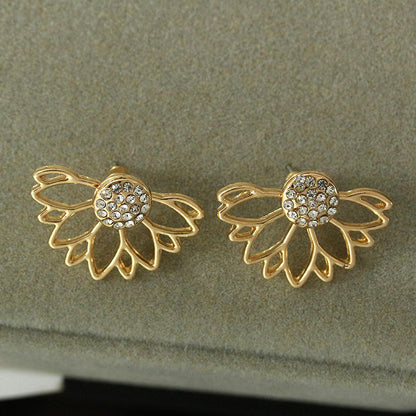 Half Leaf 18K Gold Plated Stud Earrings