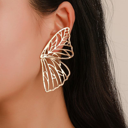 Gold Plated Butterfly Effect Hoop Earrings
