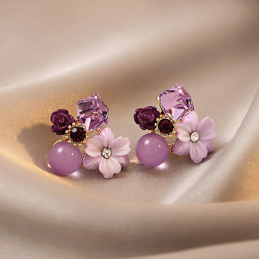 Minimalist Purple Flower Stud