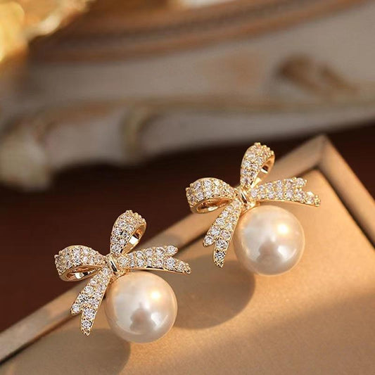 Gold Plated Pearl Stud Earrings