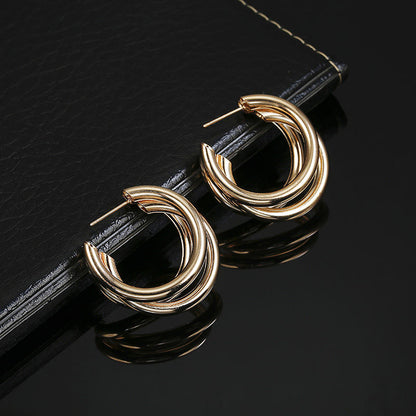 Gold Plated Trinity Hoop Earrings