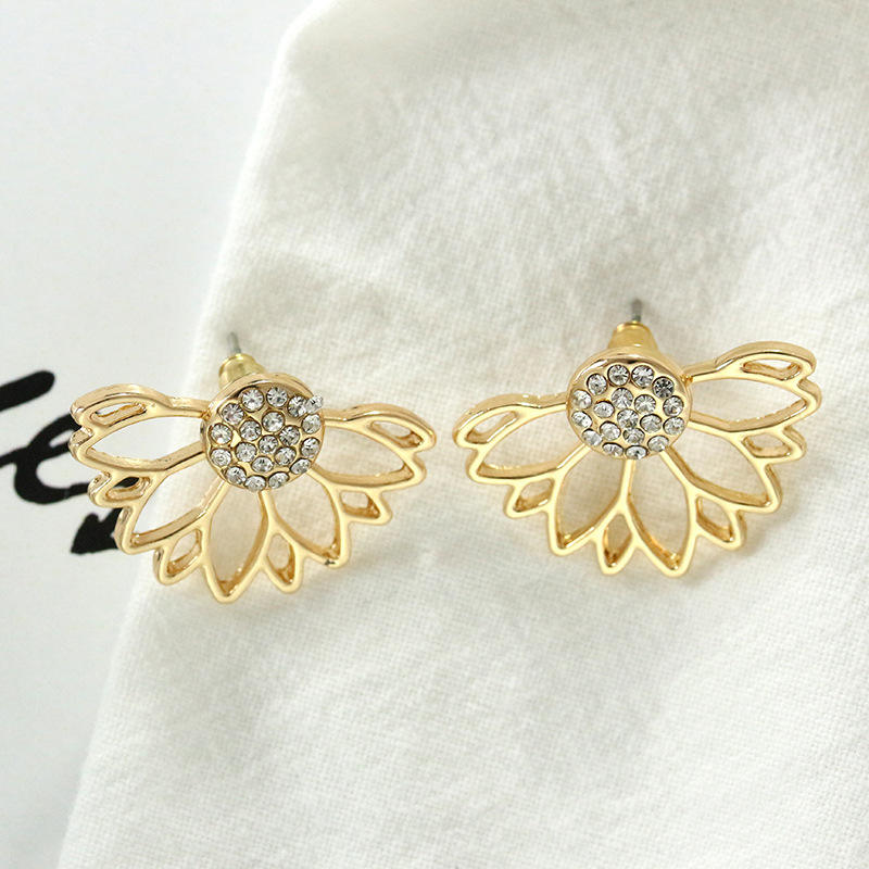 Half Leaf 18K Gold Plated Stud Earrings