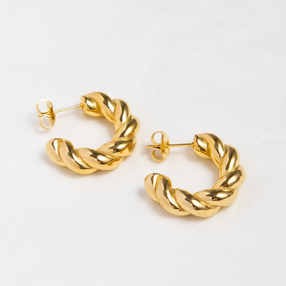 18K Gold Plated Curl Hoop Earrings