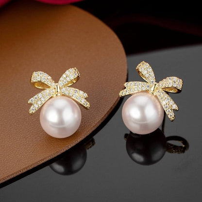 Gold Plated Pearl Stud Earrings