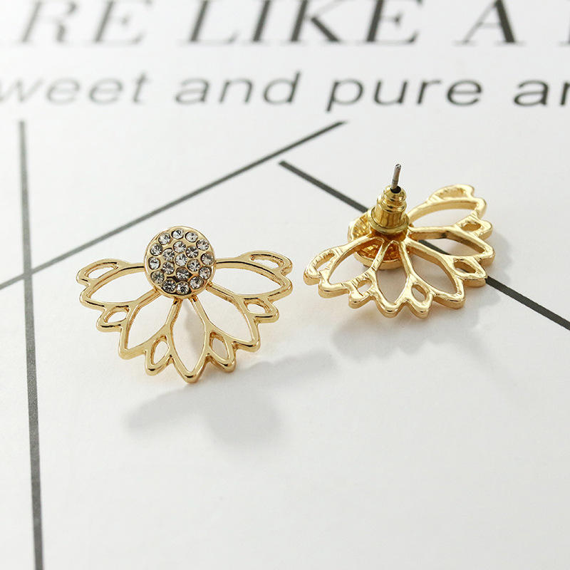 Half Leaf 18K Gold Plated Stud Earrings