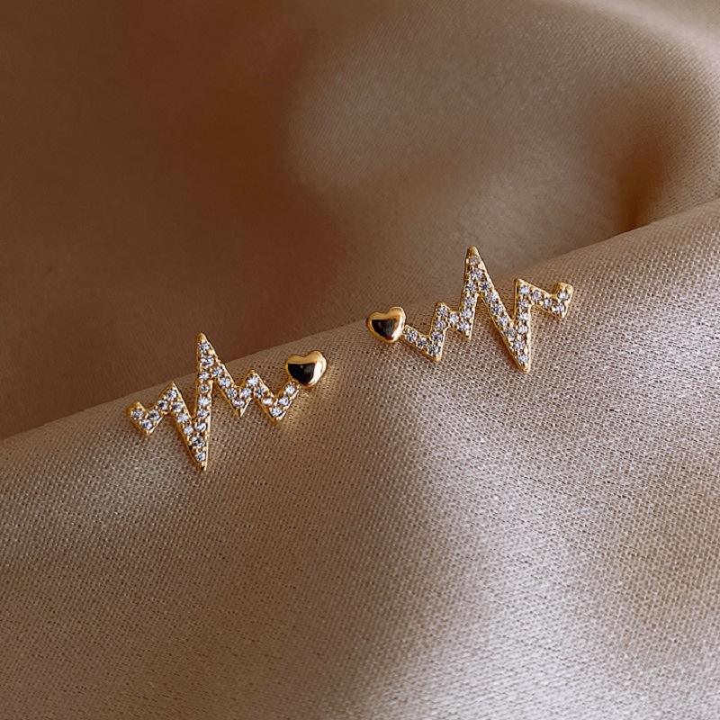 Heart Beat Stud Mystic Earrings