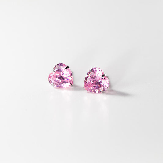Heart Pink Crystal Mystic Stud Earrings