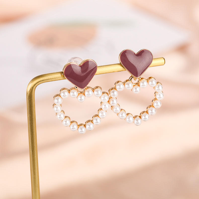 Heart Pearl Dangle Mystic Earring