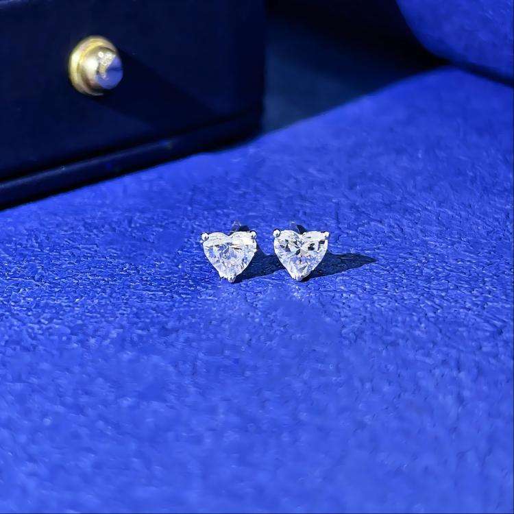 Heart White Crystal Mystic Stud Earrings