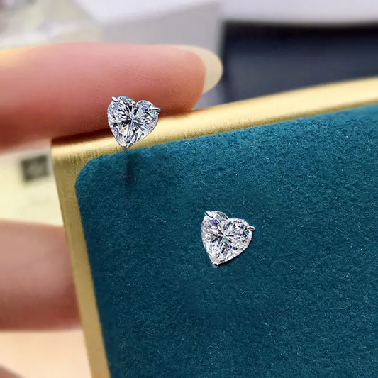 Heart White Crystal Mystic Stud Earrings