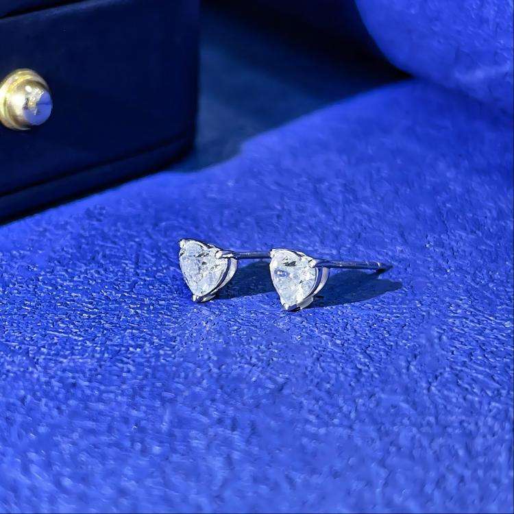 Heart White Crystal Mystic Stud Earrings