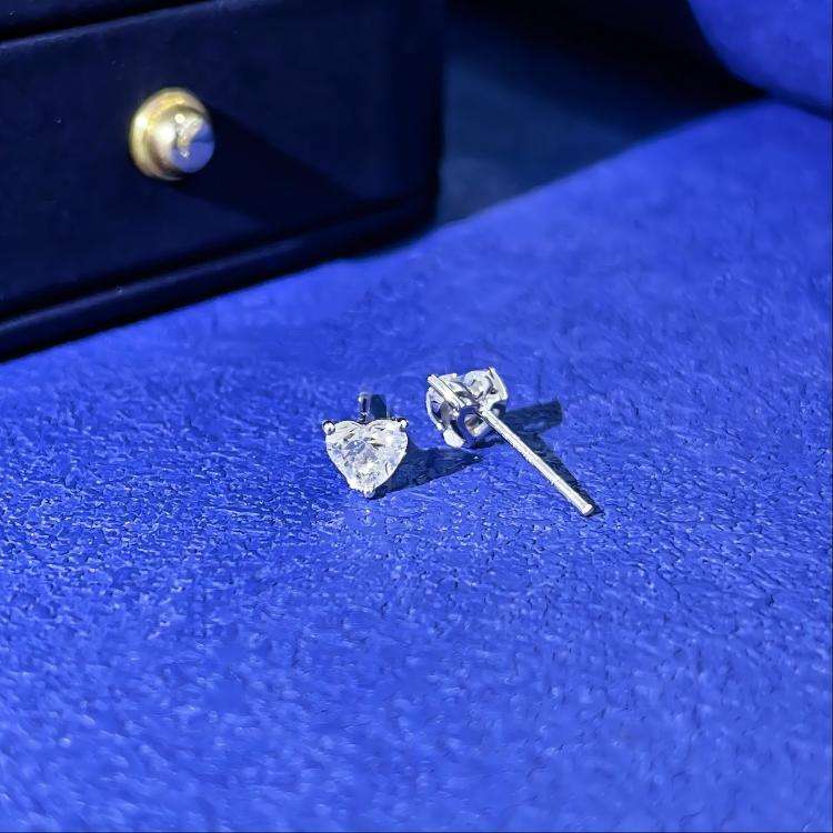 Heart White Crystal Mystic Stud Earrings