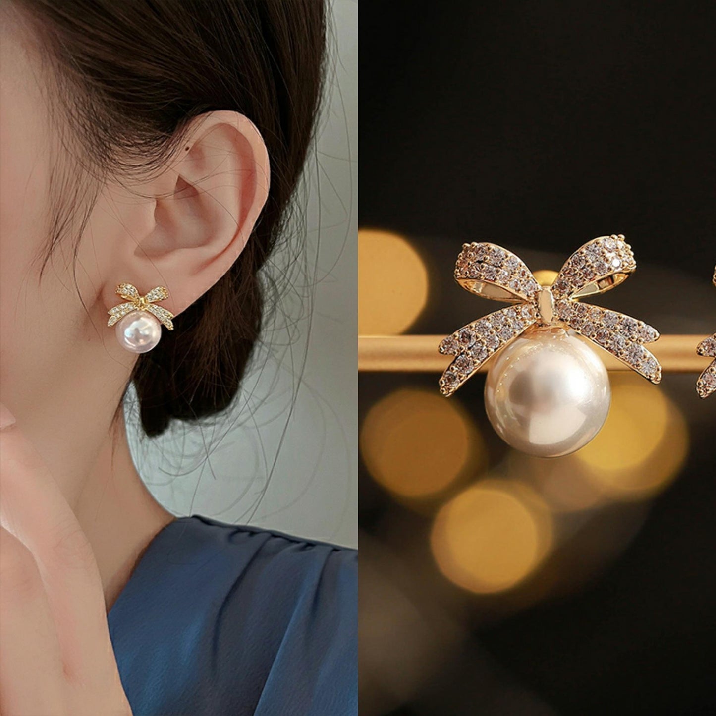 Gold Plated Pearl Stud Earrings