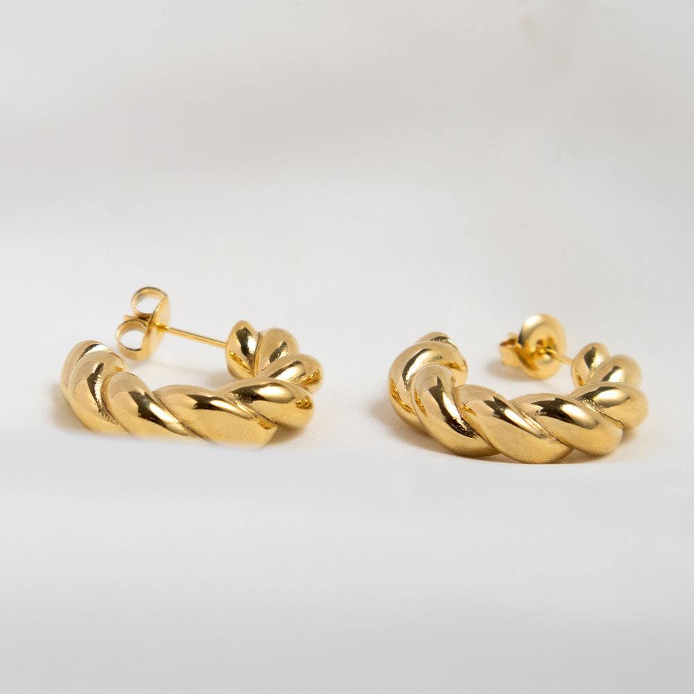 18K Gold Plated Curl Hoop Earrings