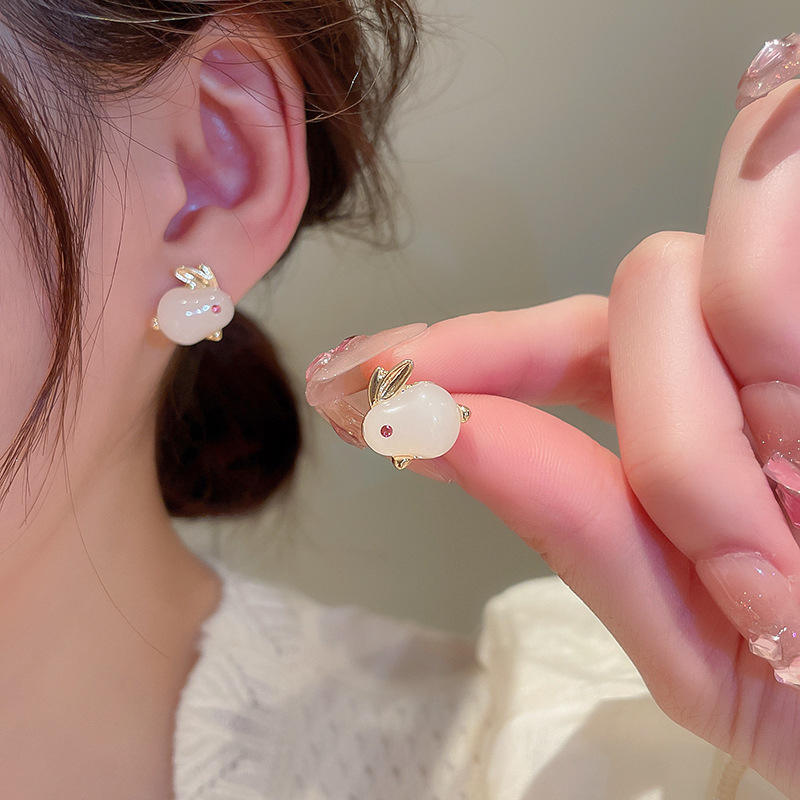 Opal Rabbit Mystic Stud Earrings