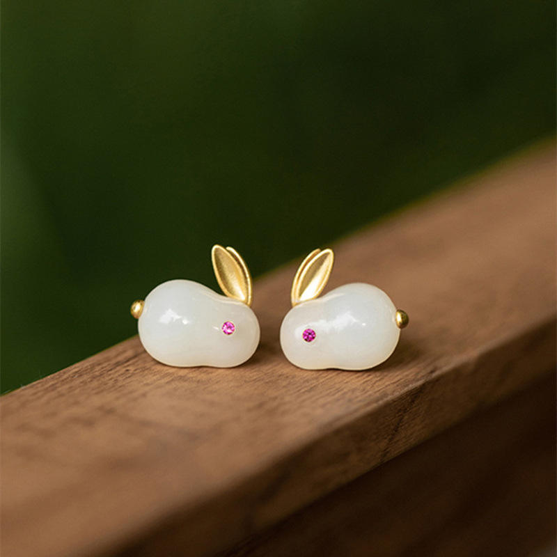 Opal Rabbit Mystic Stud Earrings